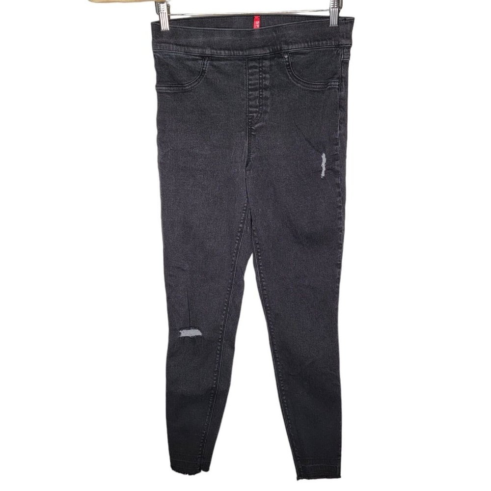 Spanx Medium Black‎ Distressed Women's Raw Hem Skinny Denim Stretch Jeans M